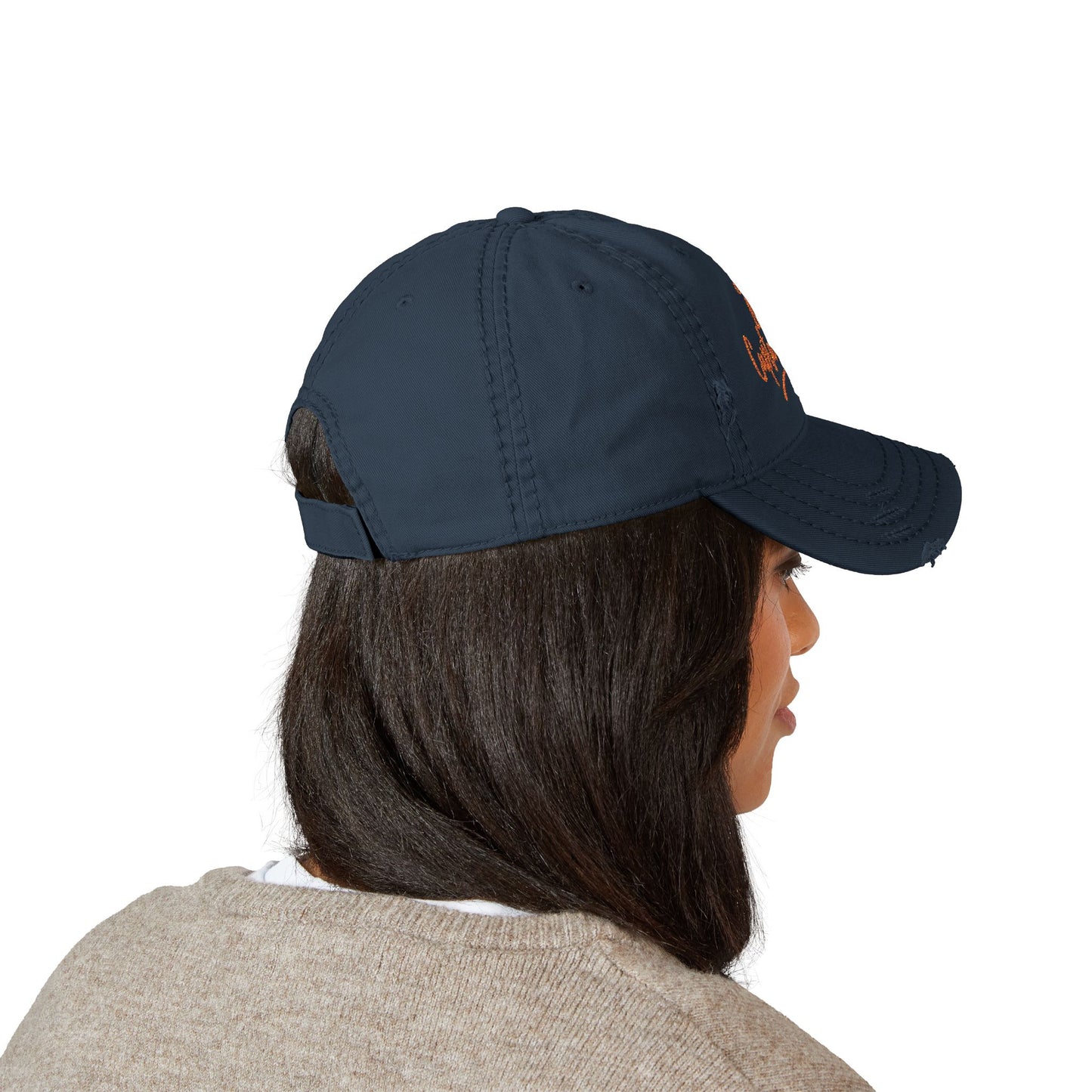 Gold Print Distressed Dad Hat - Captains Cove Embroidery for Outdoor Lovers