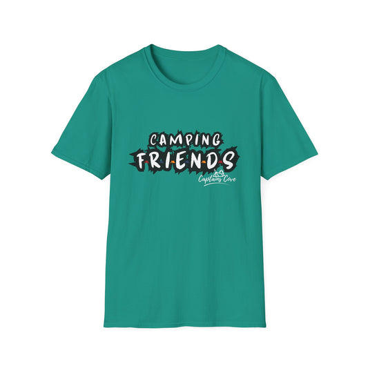 Camping Friends B&W- Unisex Softstyle T-Shirt