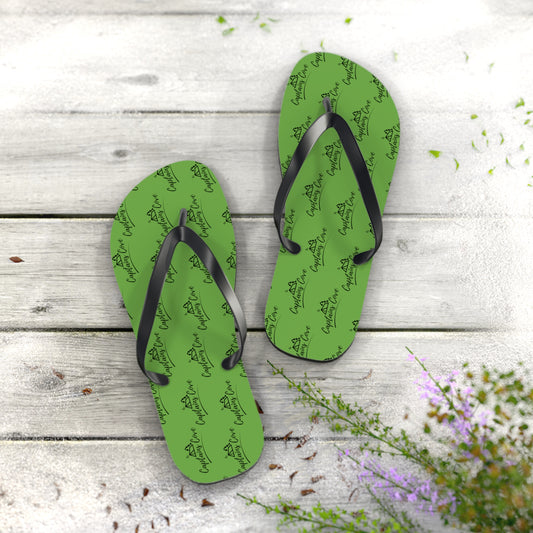 Black & Green Flip Flops