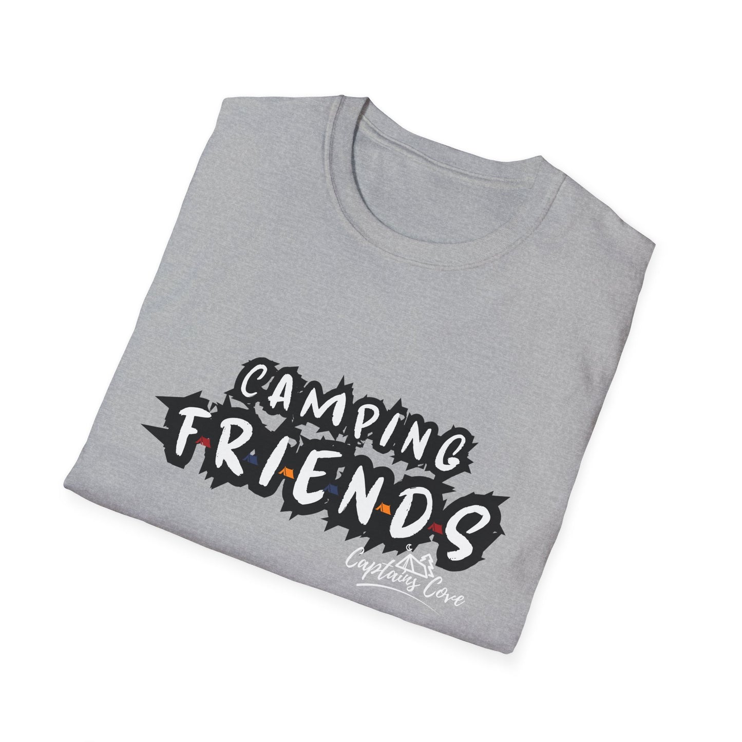 Camping Friends B&W- Unisex Softstyle T-Shirt