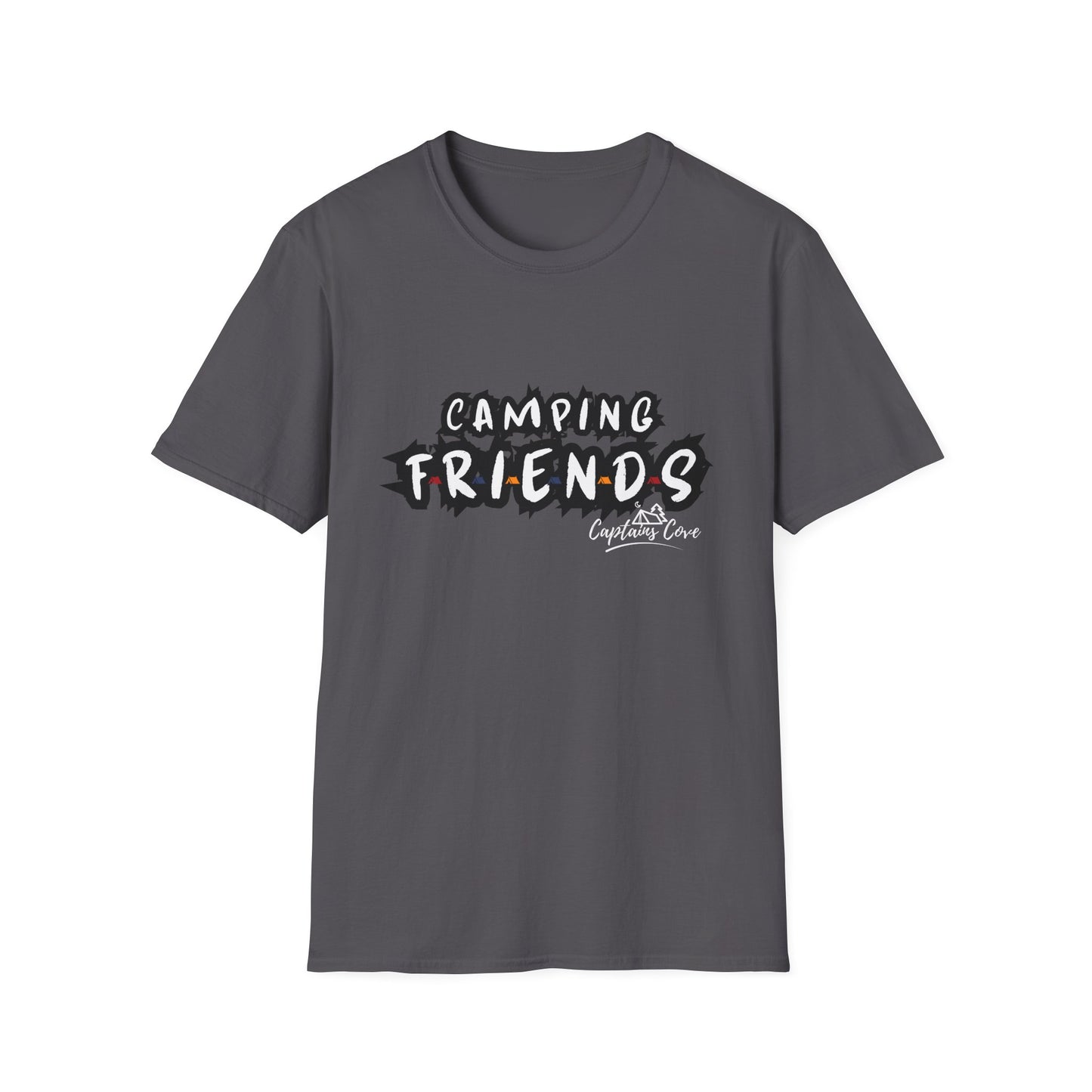 Camping Friends B&W- Unisex Softstyle T-Shirt