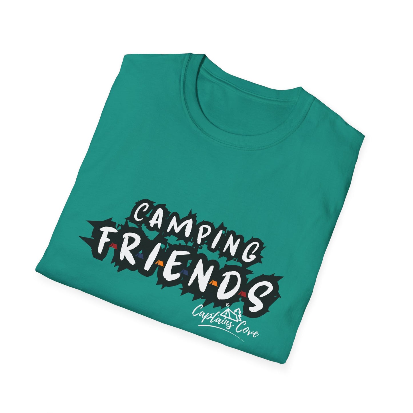 Camping Friends B&W- Unisex Softstyle T-Shirt