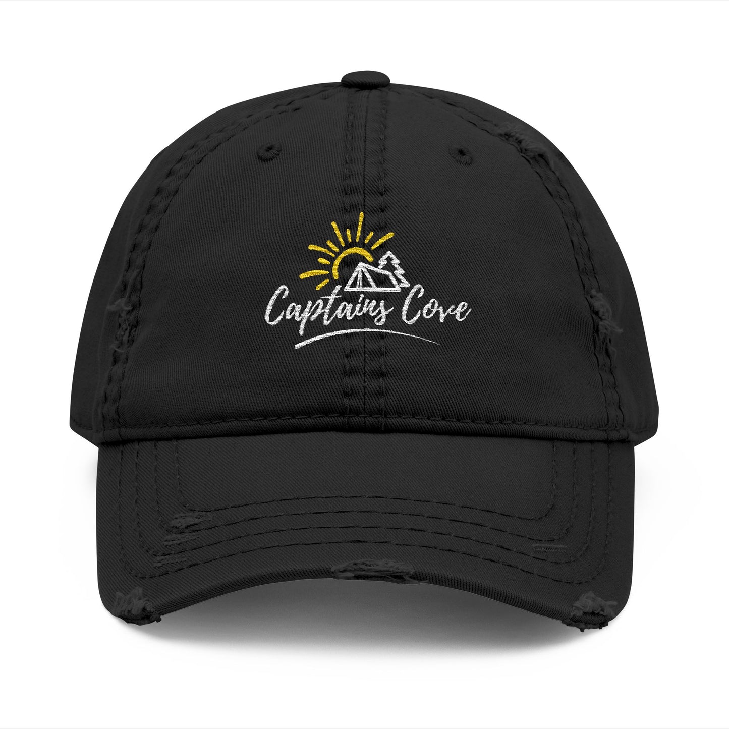Copy of White Distressed Dad Hat - Captains Cove Embroidery for Outdoor Lovers