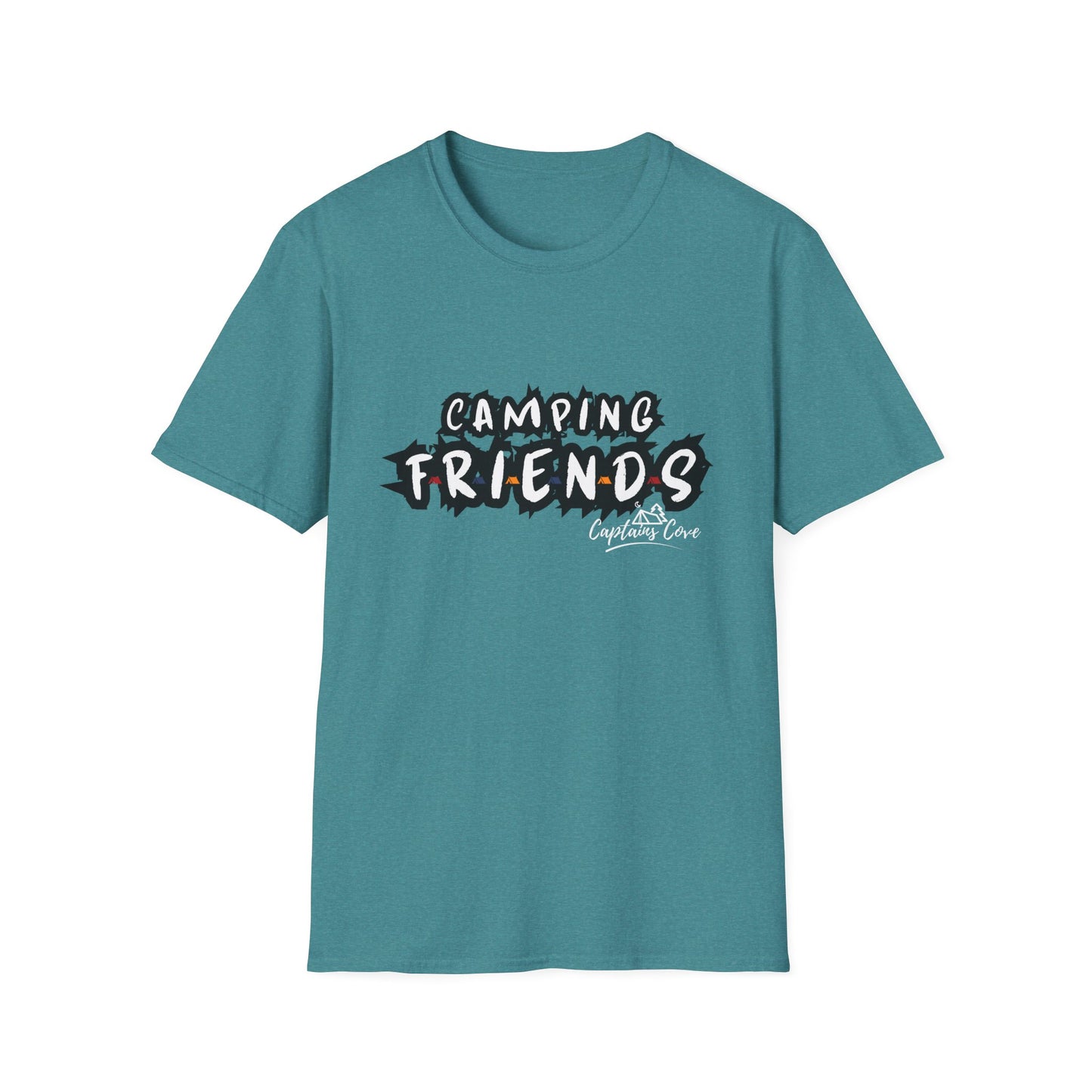 Camping Friends B&W- Unisex Softstyle T-Shirt