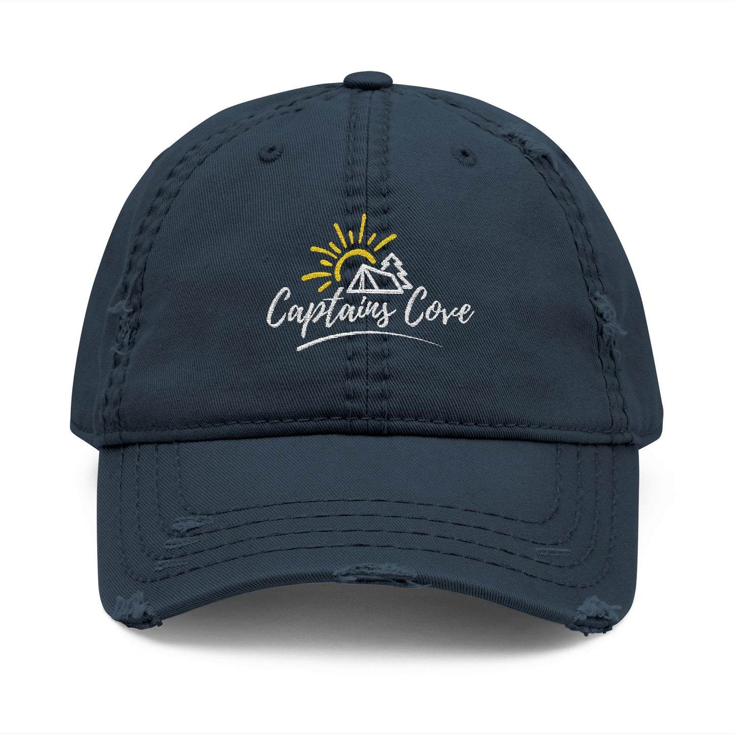 Copy of White Distressed Dad Hat - Captains Cove Embroidery for Outdoor Lovers