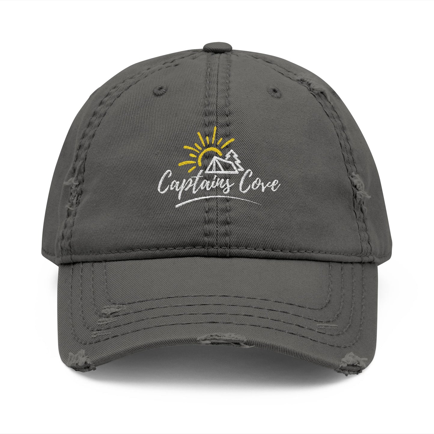 Copy of White Distressed Dad Hat - Captains Cove Embroidery for Outdoor Lovers