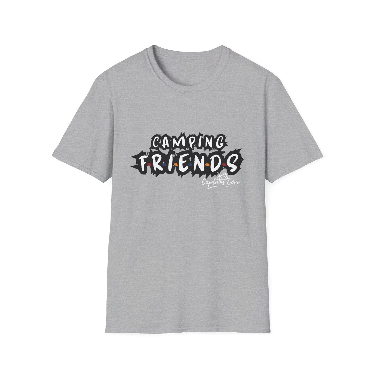 Camping Friends B&W- Unisex Softstyle T-Shirt